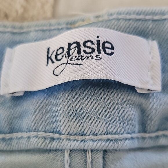 Kensie 12 washed Distressed Light Blue and faded jean shorts Longer Length - Picture 5 of 11
